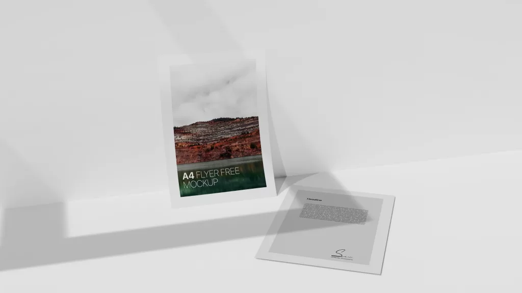 A4 Flyer/Brochure free PSD Mockup download 8K Resolution